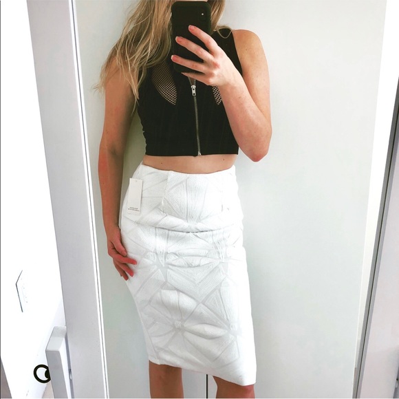 NWT Tobi white stretchy sequin midi pencil skirt - Picture 4 of 7